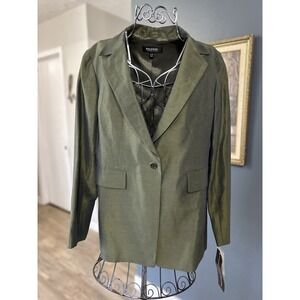 $295 NWT Vintage Emanuel Ungaro Blazer Jacket Green Linen Blend Size‎ 12